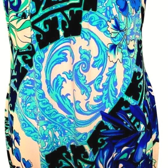 Cache Halter Dress Size 8 Blue Floral Print Polyester Spandex - Picture 10 of 11